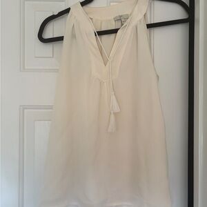 Joie Cream Sleeveless Blouse with Tassel Detail